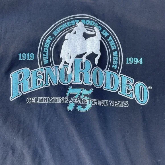 Hanes Men’s Vintage Rodeo 1994 Reno Nevada Single Stitch Black Cowboy Wester L